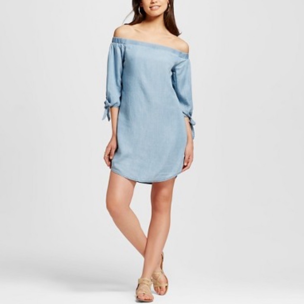 Lightweight Denim-like Off the Should Dress